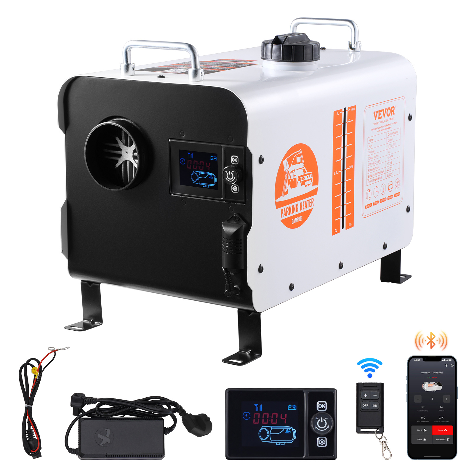 TEMU Chauffage à Air Diesel Chauffage Diesel 12V/24V Contrôle Bluetooth APP pour Véhicules, Style itératif/Style extérieur/Style marque,