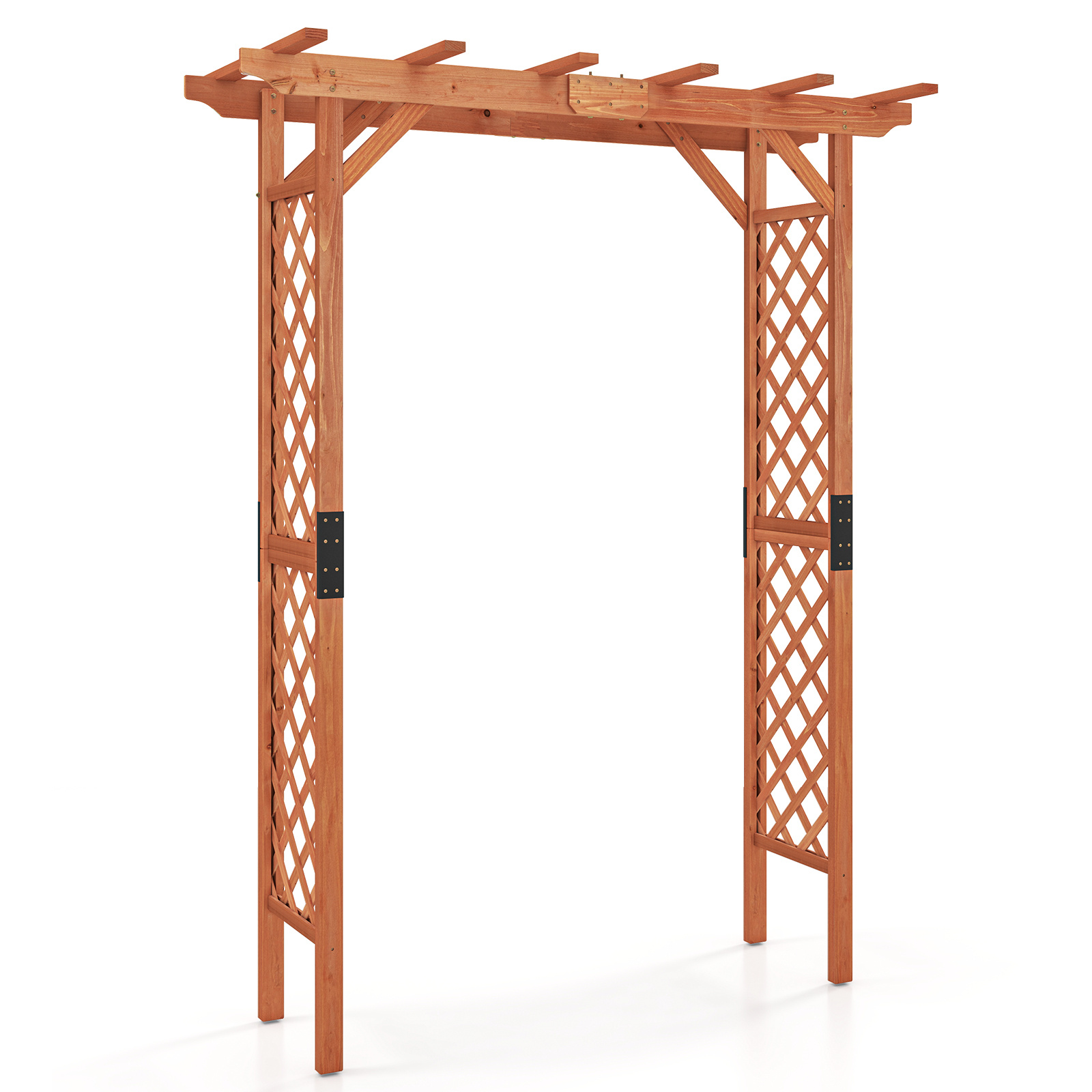 TEMU COSTWAY de jardin en bois treillis pergola tonnelle de plus de 7 pieds de haut pour patio et plantes d'extérieur