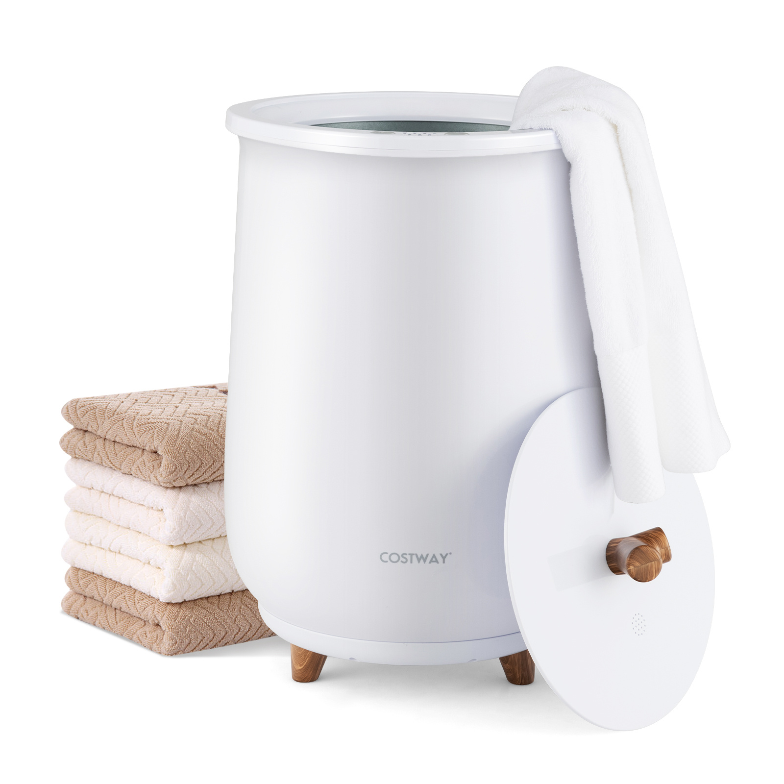 TEMU Seau chauffant pour serviettes COSTWAY, 23L, grand seau de luxe, style seau, avec support de disque parfumé, chauffage de serviette de bain ETL,