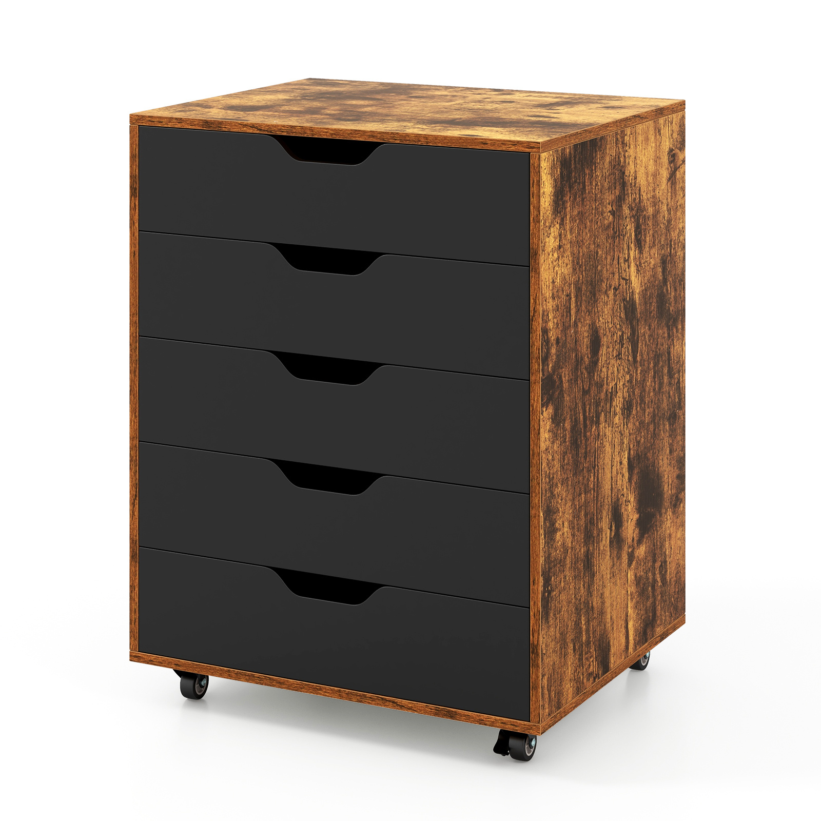 TEMU Tiroir latéral à roulettes COSTWAY (5 tiroirs), commode moderne, commode, commode de rangement, commode de nuit, support de imprimante mobile,