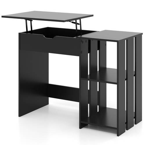 standing desk with lift saving computer desk with hidden compartment and open storage shelves writing desk with computer stand study table for home office black