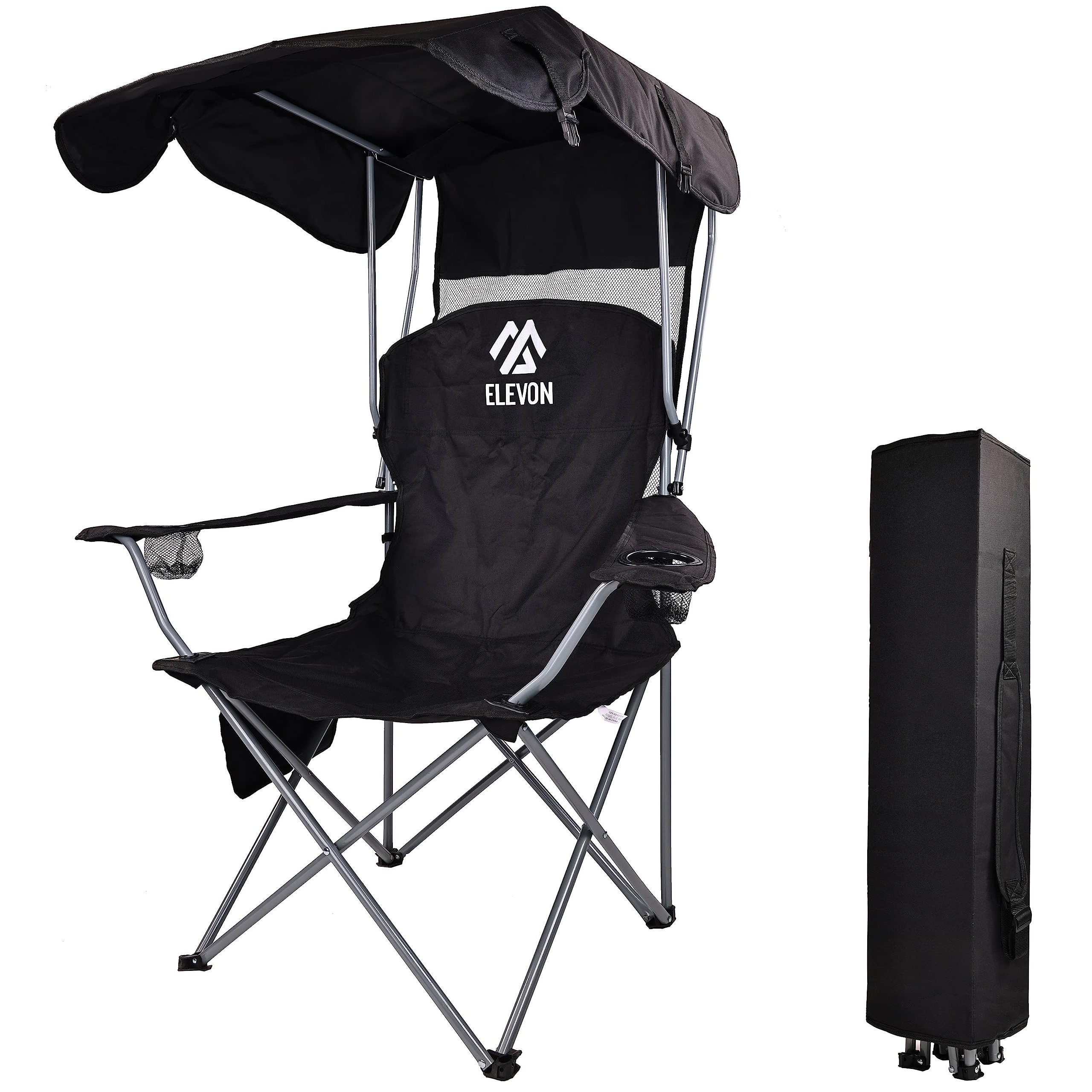 TEMU Camp Chairs With Shade Canopy Chair Folding Camping Recliner Support With Carrying Bag,