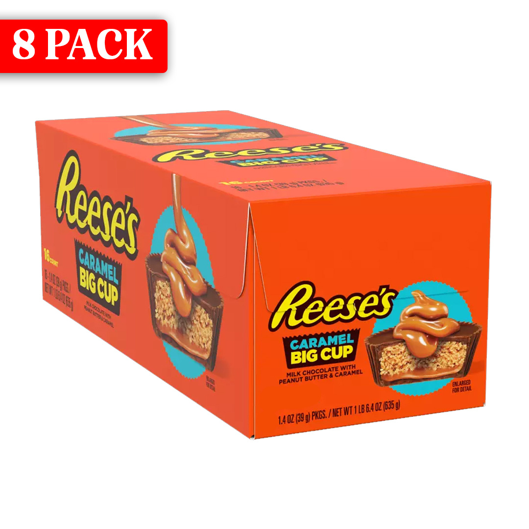 TEMU 8 Pack Reese’s Big Caramel Cup | Oversized Peanut Butter Cups With A Creamy Caramel Layer | American Import For True Peanut Butter Lovers |