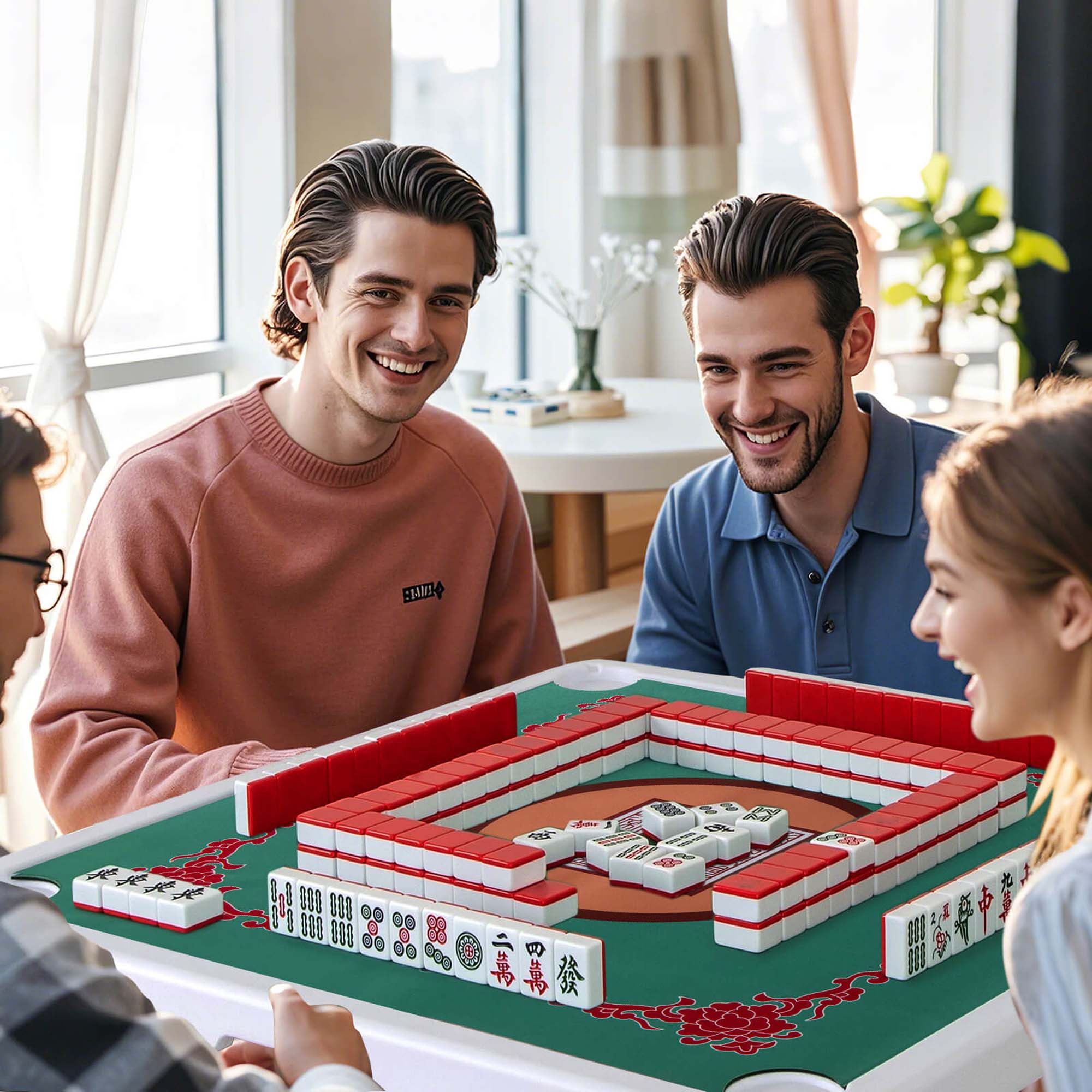 TEMU Table de Mahjong pliante COSTWAY 35" avec porte-gobelets, tapis en feutre lisse et poignée de transport, multicolore