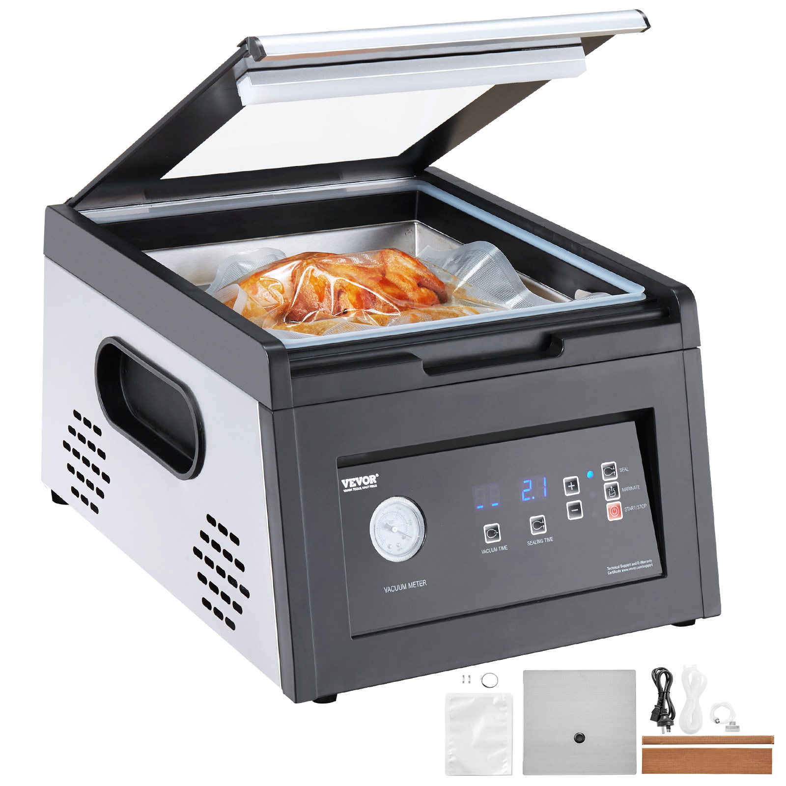 TEMU VEVOR Scelleuse Sous Vide, Pompe à Vide 380W, Machine à Emballer pour Aliments Humides, Viande, Design Compact avec Longueur de de 11,5 Pouces,