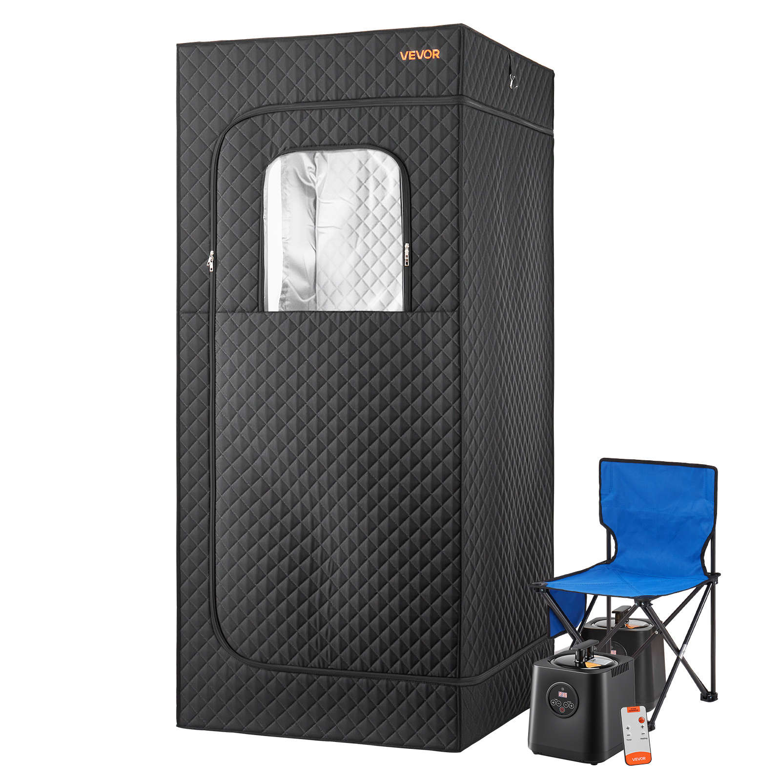 TEMU VEVOR Sauna Vapeur Portable Amélioré , Tente Spa Corps 1 Personne avec Vaporisateur & 1 Chaises Pliables & Télécommande & Boîte d'Huiles