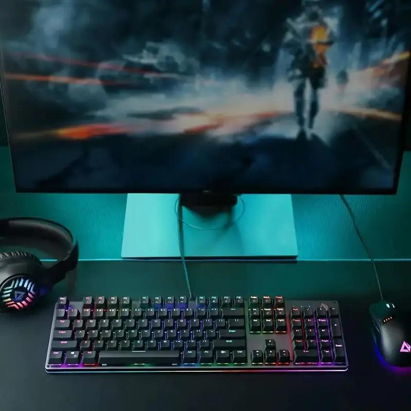 AUKEY KMG12 Mechanical Keyboard 104key with Gaming Software, Blue Switches, RBG Light, 7 Pre-set Colors+12 Lighting Configurations, Full N-Key Rollover