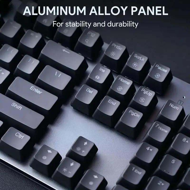 AUKEY KMG12 Mechanical Keyboard 104key with Gaming Software, Blue Switches, RBG Light, 7 Pre-set Colors+12 Lighting Configurations, Full N-Key Rollover