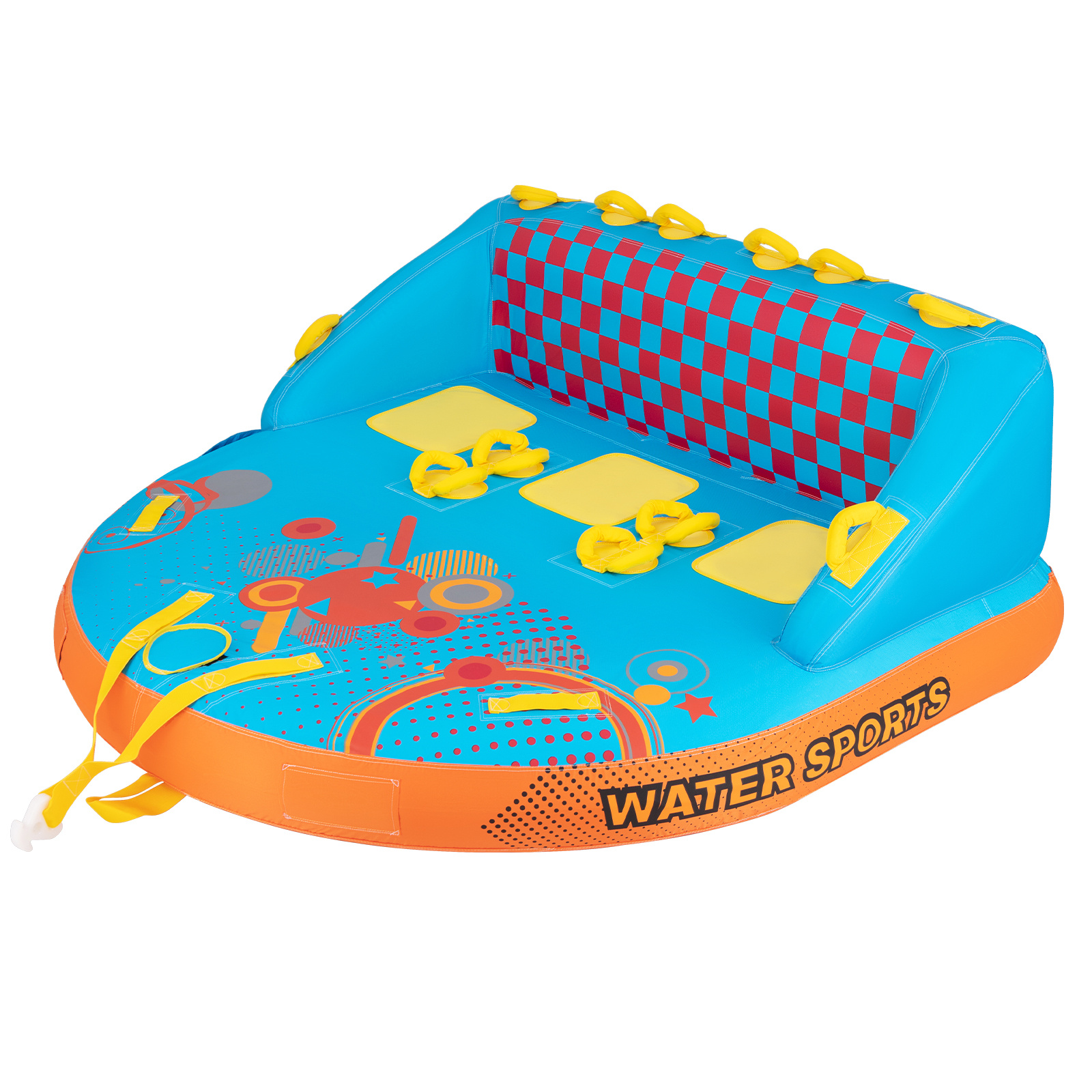TEMU Tube de Remorquage COSTWAY pour 3 Passagers, Accessoire de pour Bateau, Canapé Gonflable avec Housse en Nylon Épaisse, Points de Remorquage et