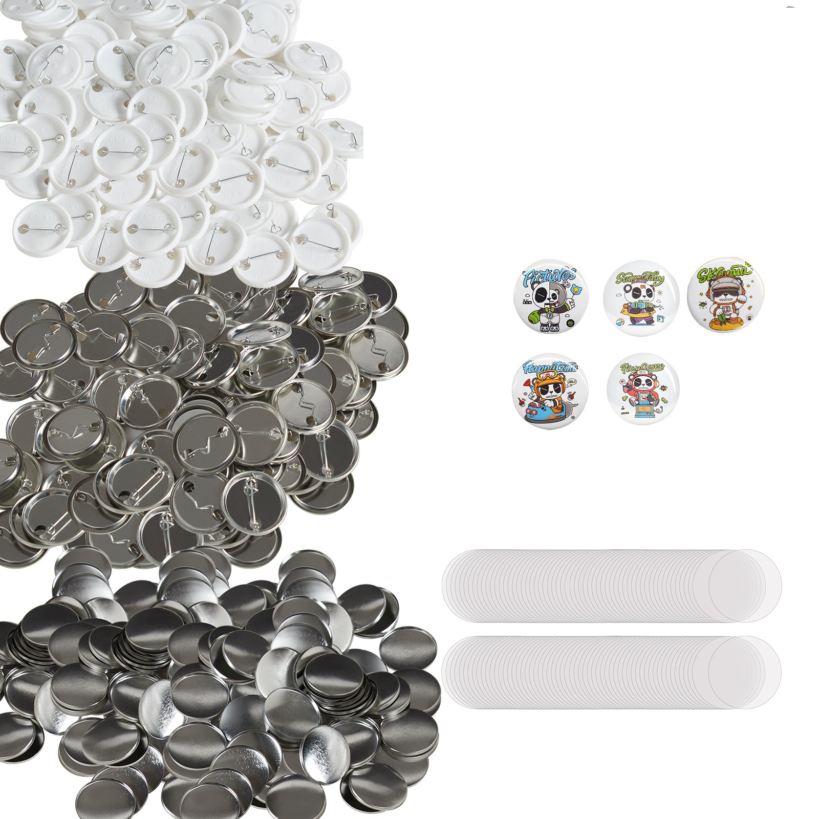 TEMU Vevor 1" 25/1.25" 32mm Button Badge Parts Supplies For Button Maker Machine 500 Sets