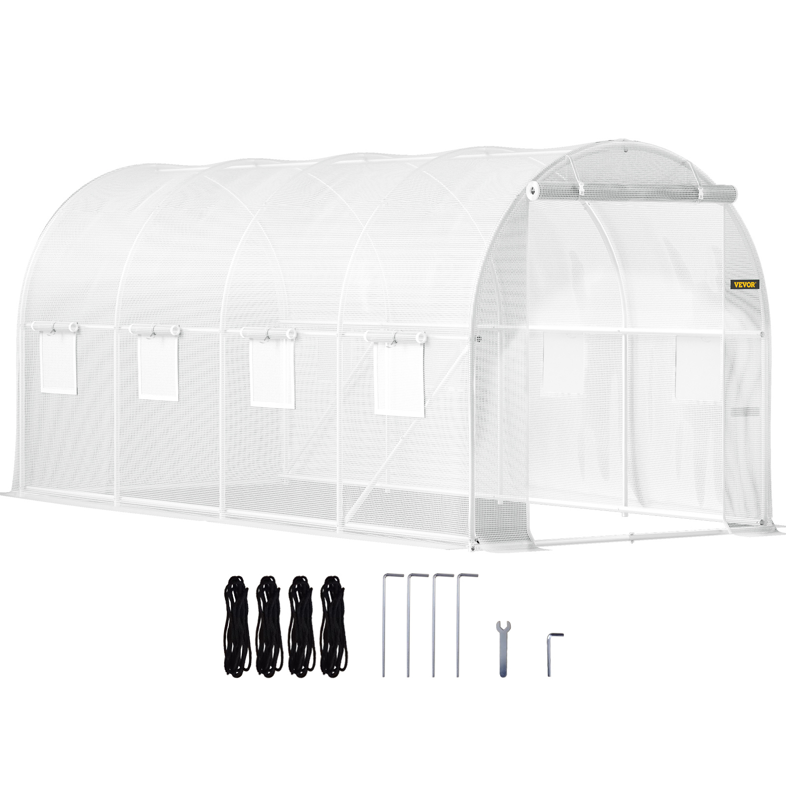 TEMU Serre tunnel sur VEVOR, 15 x 6,5 x 7 pi, serre à plantes portable avec en acier galvanisé, 1 poutre supérieure, 2 poteaux diagonaux, une porte à
