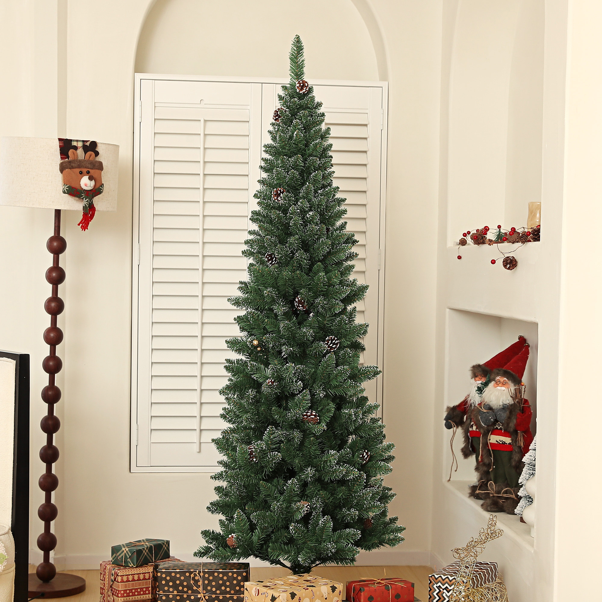 TEMU Arbre de Noël en crayon artificiel de 6 pieds avec 618 branches, base en métal, arbre de Noël réaliste