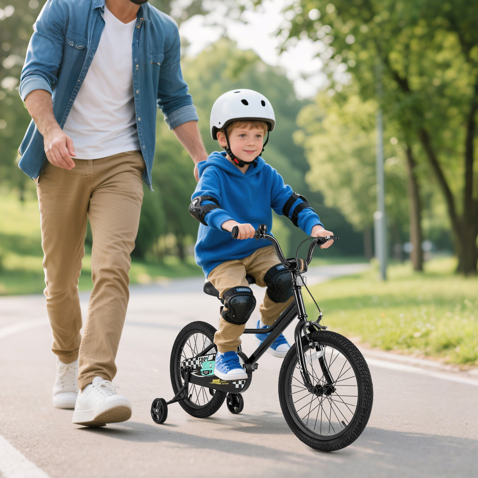 TEMU Costway 18 Inch Kids Training Bikew/ Removable Training Wheels Pneumatic Tires
