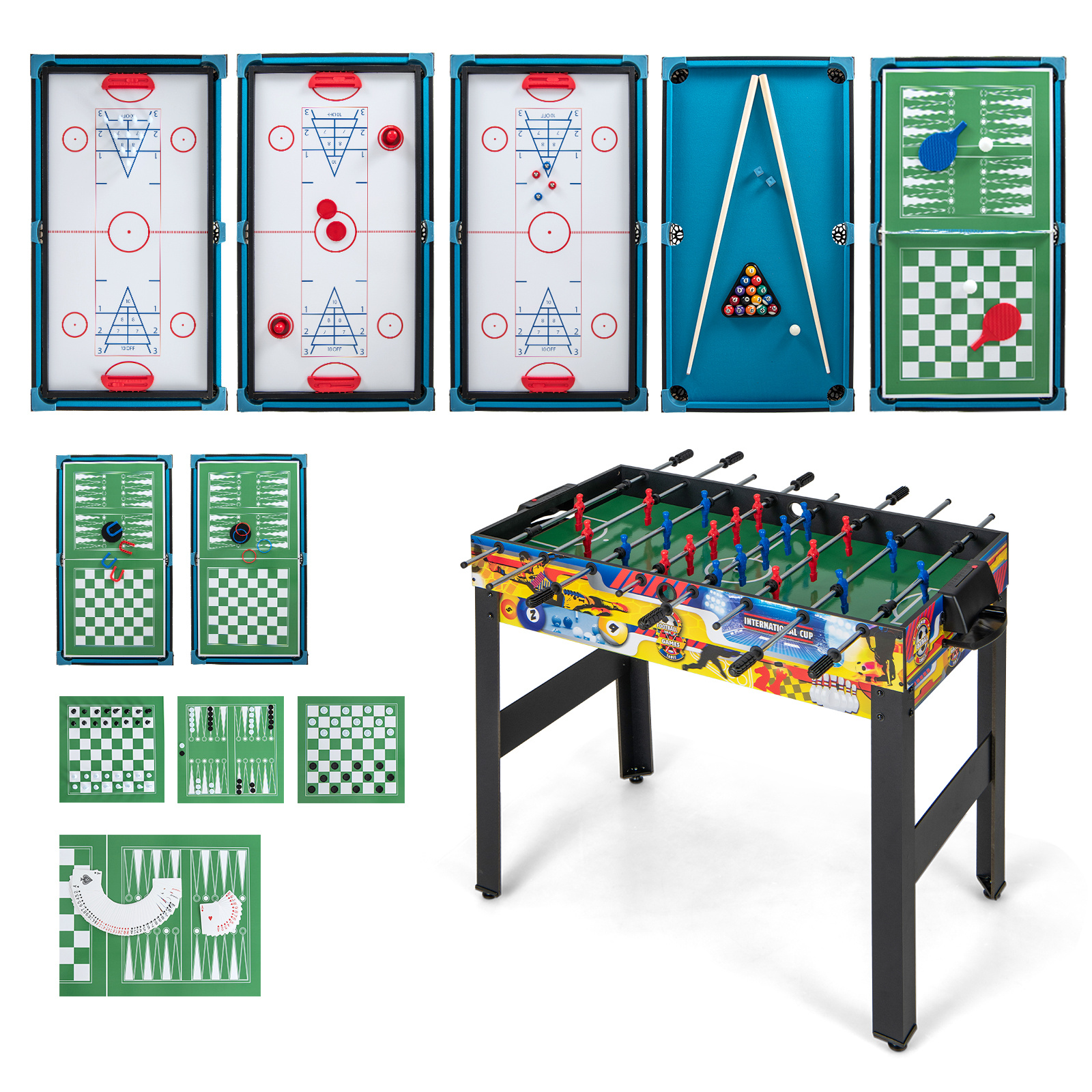 TEMU Table de jeux COSTWAY 12-en-1, table de jeux -foot, hockey sur air, billard, tennis de table, échecs, bowling, , ensemble de jeux combiné