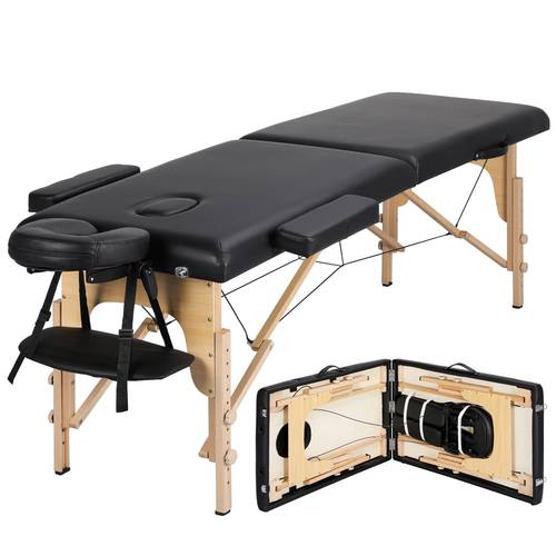 design 84 in massage table adjustable massage table portable massage table 2 sections folding lash bed portable spa table with headrest armrest hand pallet face cradle for home massage spa black