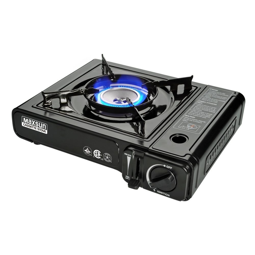   ms 2500 portable   stove   8 000 btu camping stove with carrying case automatic   safety lock camping outdoor cooking black