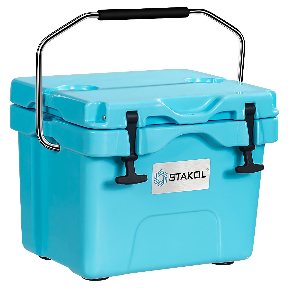 TEMU Costway 16 Quart Cooler, Heavy Duty Ice Chest With Handle, Drain Plug & 2 Cup Holders, 3- Ice , Portable Ice Cooler Ideal For Camping, Travel,