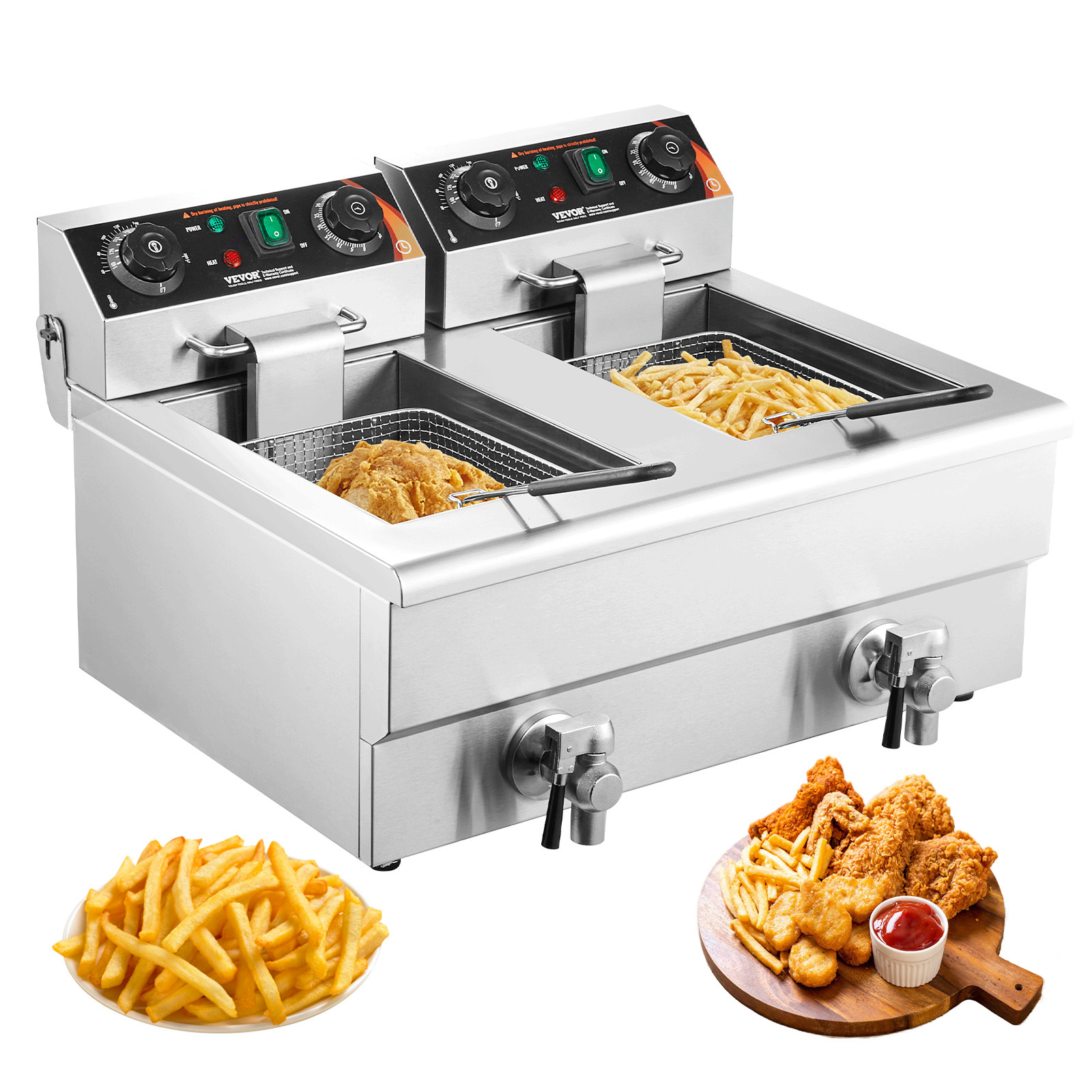 TEMU VEVOR Friteuse Électrique de Comptoir Professionnelle à Double Réservoir 3000W