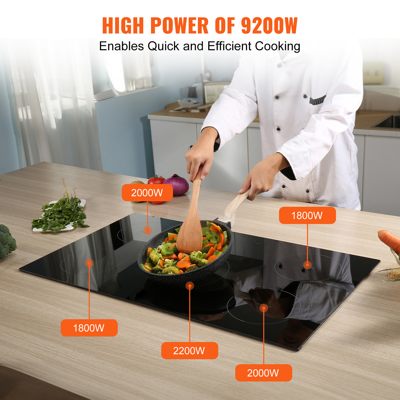   electric cooktop 5 burners 36 induction stove top built in magnetic cooktop 9200w 9 heating level multifunctional burner led   w child lock over temperature protection