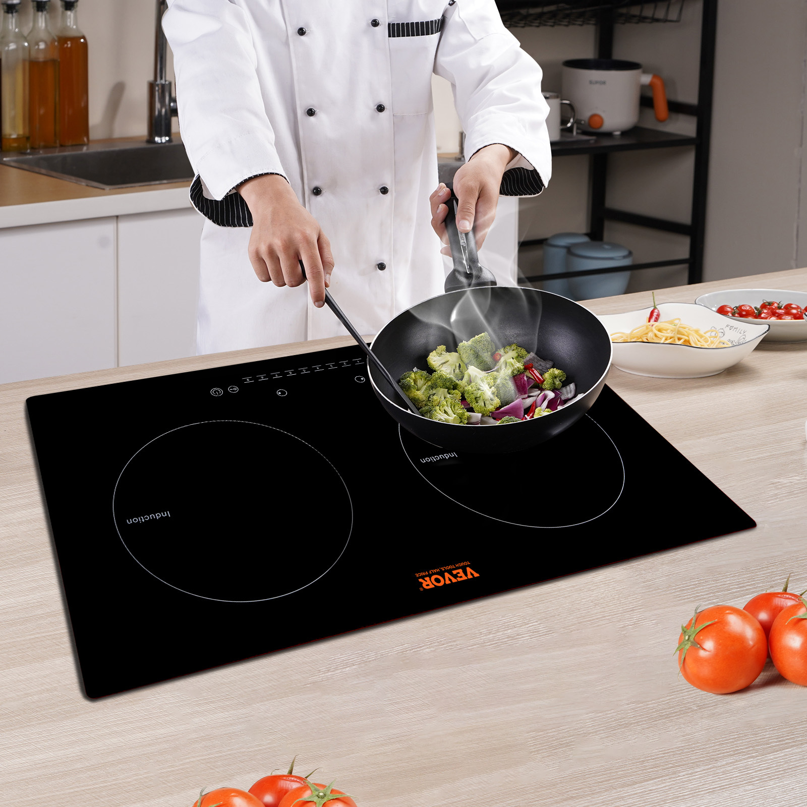   electric cooktop 2 burners 24 induction stove top built in magnetic cooktop 1800w 9 heating level multifunctional burner led   w child lock over temperature protection