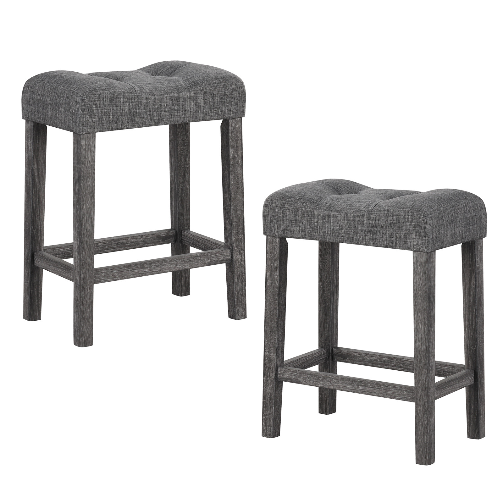 TEMU Ensemble de 2/4 Tabourets de Bar COSTWAY 24" Hauteur Comptoir, Tabourets Moquette avec -Pieds, Cadre en Bois de Caoutchouc, Tabourets Modernes