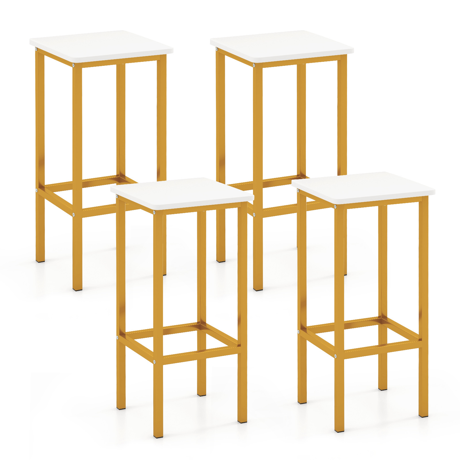 TEMU Ensemble de 4 tabourets carrés de 26" de COSTWAY, tabourets de petit-déjeuner pour avec des cadres en métal robustes, des -pieds ergonomiques,