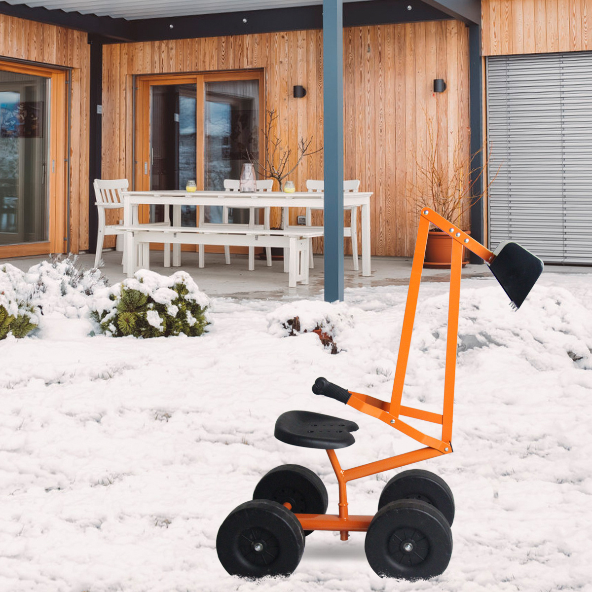 TEMU COSTWAY 10" Kids Sand Digger, Outdoor Sandbox Toy, Heavy Duty Steel Digging Scooper Excavator Crane With 4 Wheels
