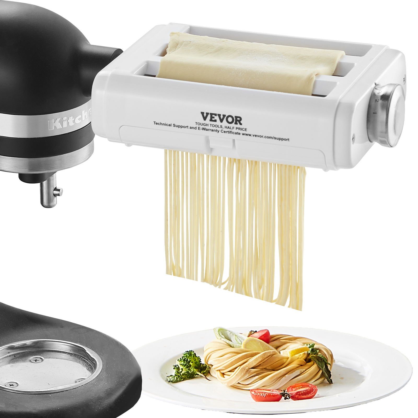 TEMU Vevor Pasta Attachment For , 3-in-1 Stainless Steel Pasta Roller Cutter Set Including Pasta Sheet Roller, Spaghetti And Cutter, 8 Adjustable