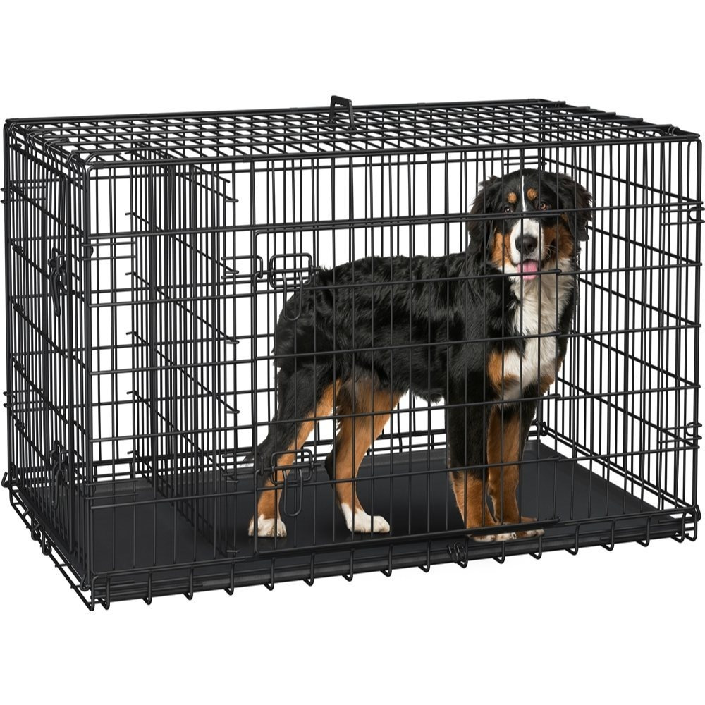 TEMU Caisse pour chien DESIGN, 48 po, double porte en métal avec séparateur et plateau amovible coulissant - Caisse en fil métallique robuste avec