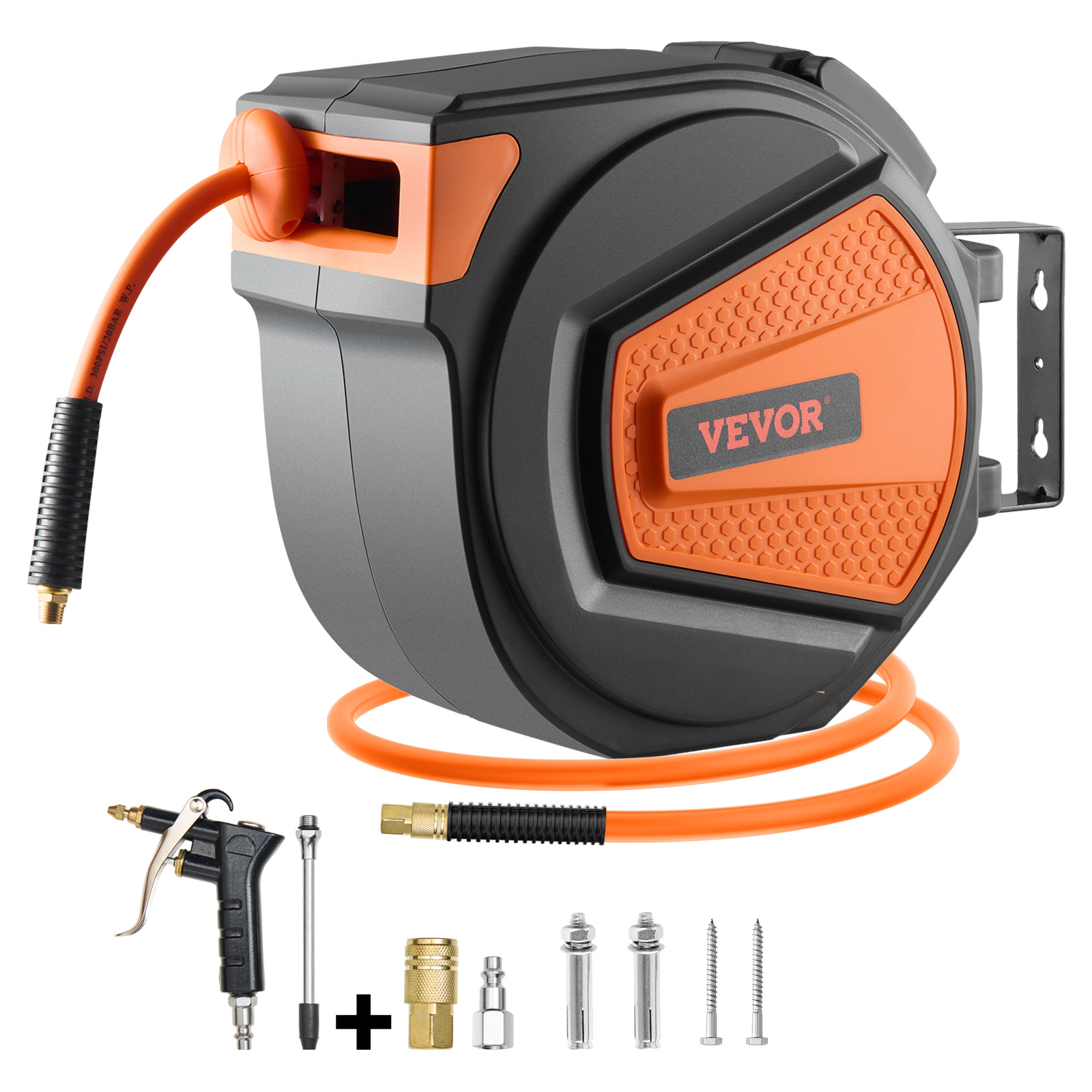 TEMU Bobine à tuyau d'air rétractable VEVOR 3/8 PO PI avec tuyau d'air fermé 300 PSI
