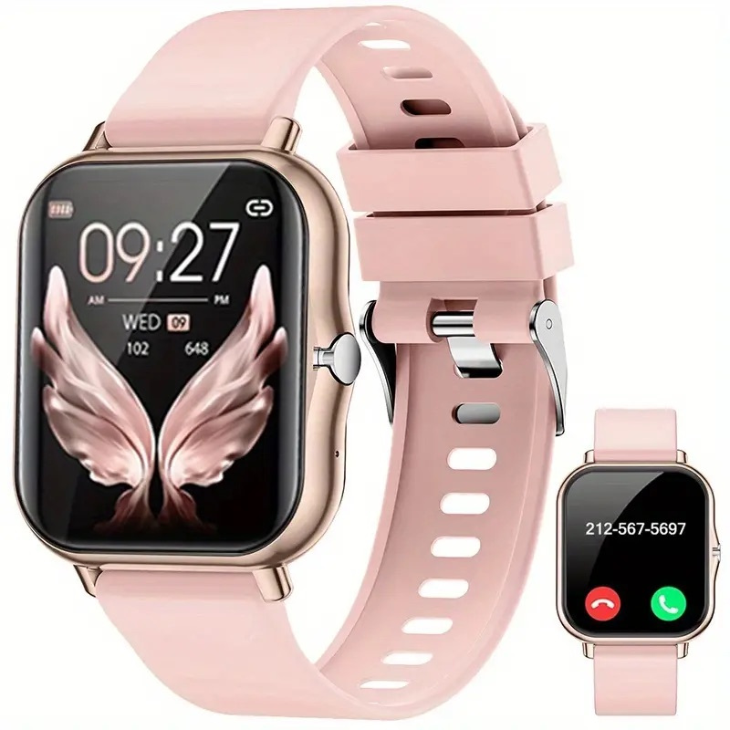Smartwatch à écran tactile complet de 1,83 pouces en silicone pour hommes et femmes, tracker de fitness avec cadran personnalisable, appels sans fil et connectivité à l'application, 100+ modes sportifs (randonnée, escalade, basket-ball), contrôle de caméra à distance, lecture musicale, réveil, prévisions météo – Cadeau idéal pour couples, amis, parents
