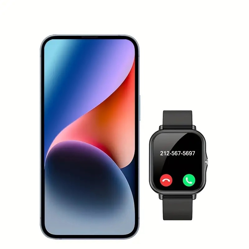 Smartwatch à écran tactile complet de 1,83 pouces en silicone pour hommes et femmes, tracker de fitness avec cadran personnalisable, appels sans fil et connectivité à l'application, 100+ modes sportifs (randonnée, escalade, basket-ball), contrôle de caméra à distance, lecture musicale, réveil, prévisions météo – Cadeau idéal pour couples, amis, parents