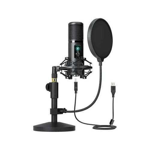 usb microphone kit 192khz 24bit au pm421t pc condenser podcast streaming mic with mute button and knob for computer youtube gaming recording