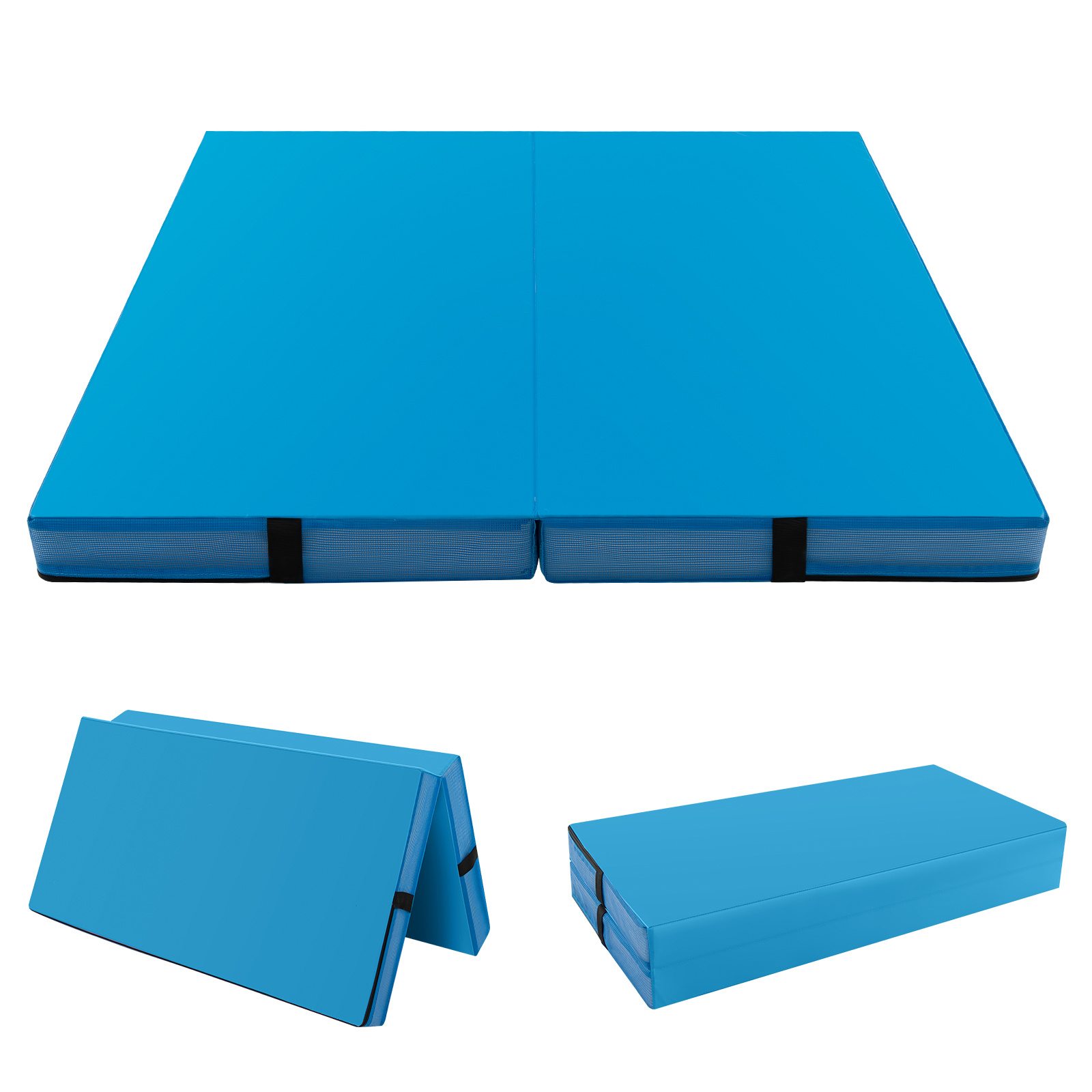 TEMU Mat d'entraînement COSTWAY 4' x 4' pliable, coussin de sécurité épais de 4" avec housse en cuir PU et poignées de transport pour gymnastique,
