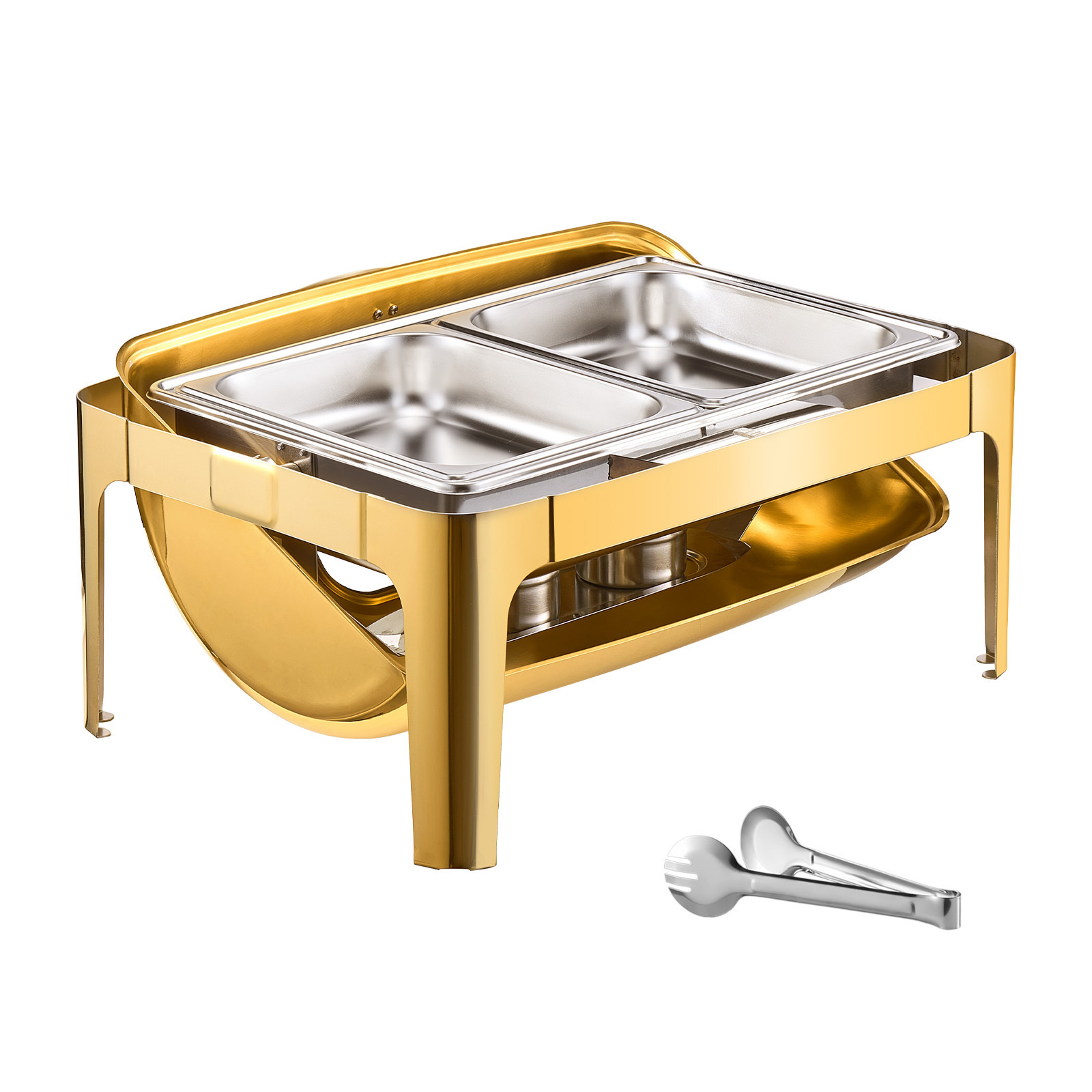 TEMU VEVOR 9Qt Chafing Dish Rectangulaire à Rouleau avec Poêle Entière en Acier Inoxydable, uniquement pour la cuisson