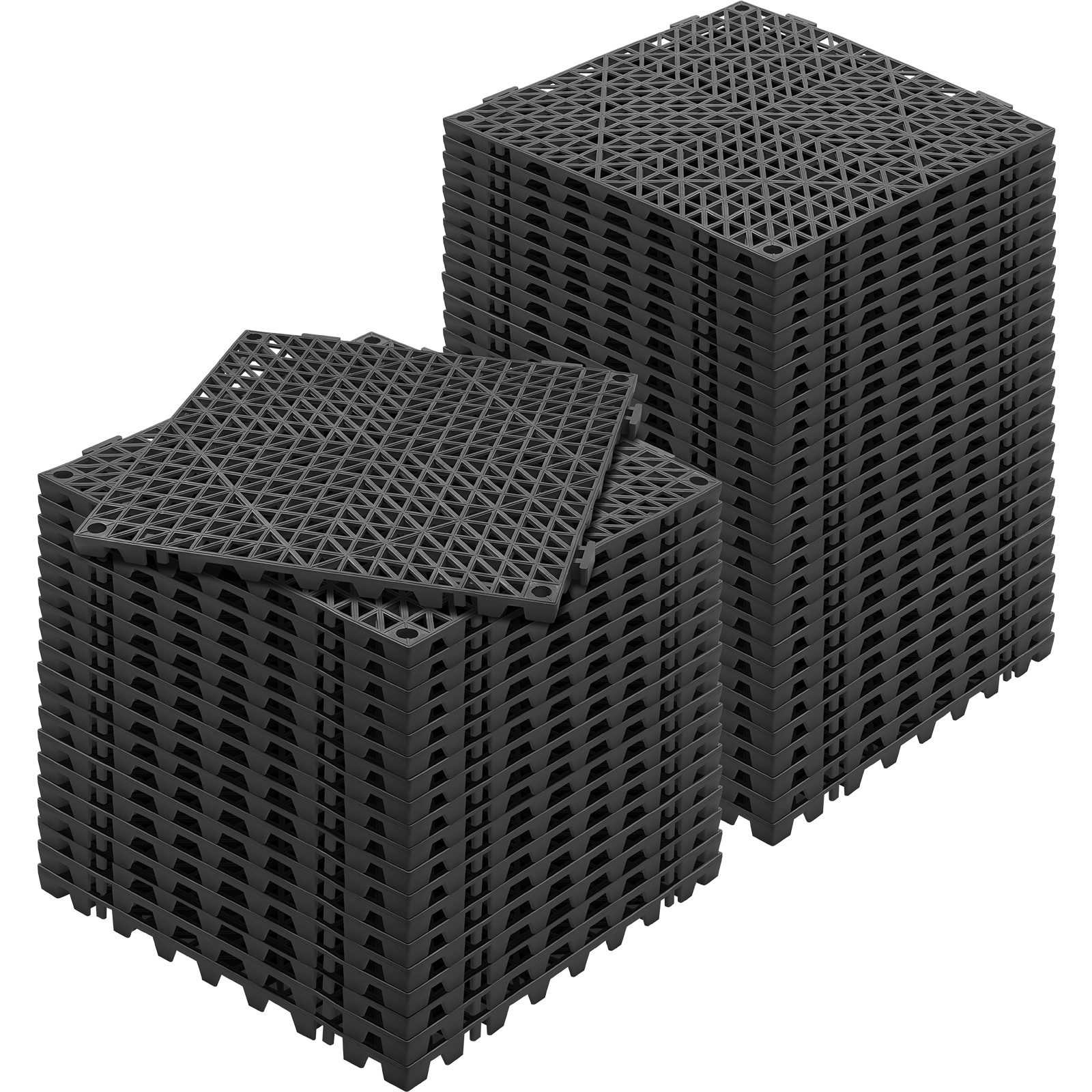TEMU VEVOR Tapis de Drainage Modulable, 50 Pièces / 55 Pièces 12" x 12", Dalles de Sol en PVC Souple Anti-Dérapant avec Trous de Drainage, pour Salle