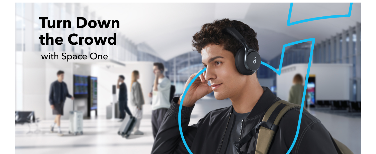 Soundcore by Anker, Space One, Casque avec Réduction Active du Bruit, Réduction de Voix 2X Plus Puissante, 40H d'Autonomie ANC, Contrôle par App, Hi-Res LDAC, Confort Optimal, Appels Clairs, Bluetooth 5.3