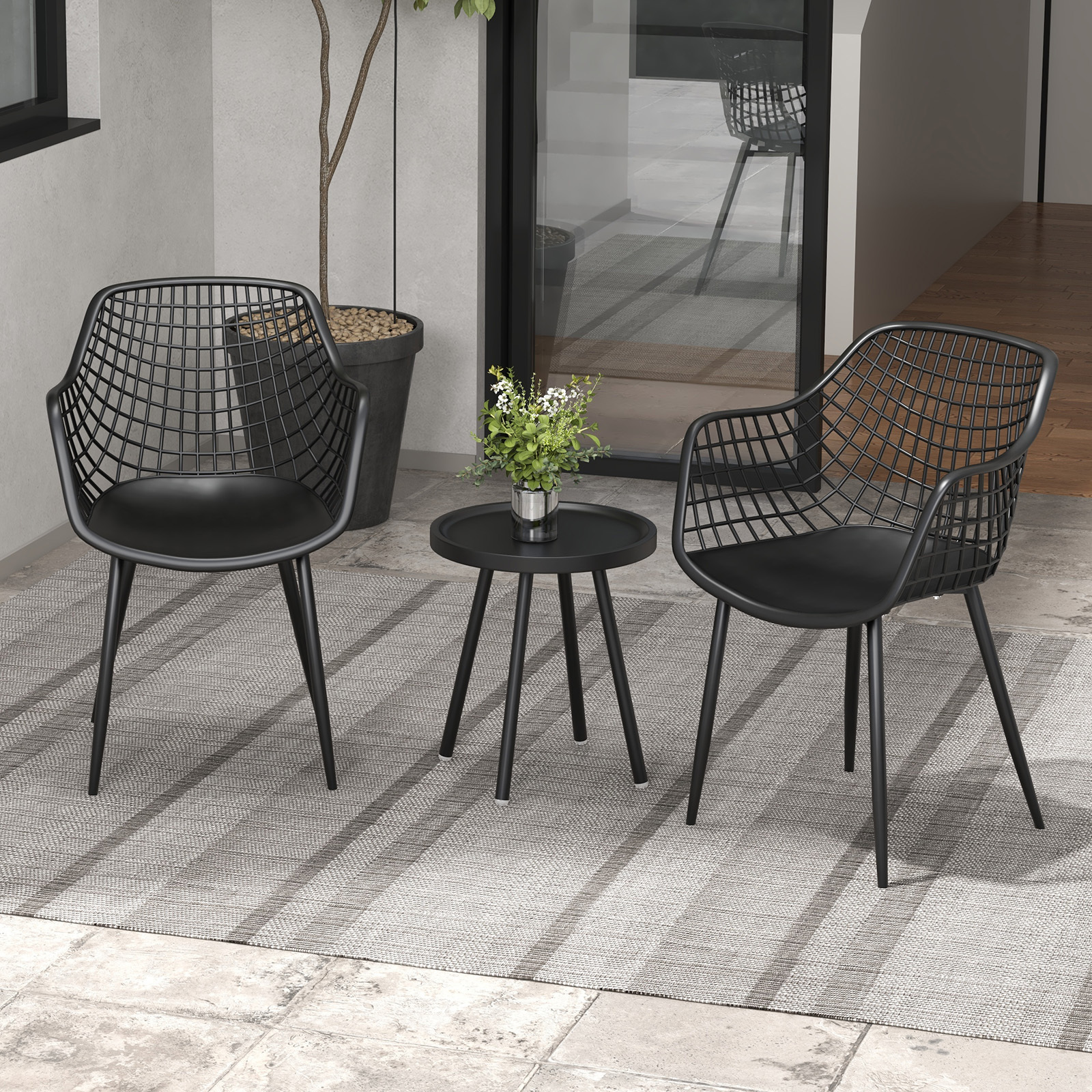 TEMU Costway 3 Piece Set, All Weather Heavy Duty Table And Chairs Set Of 2 With Widen Seats, Outdoor Furniture Set For Porch, Balcony, Backyard