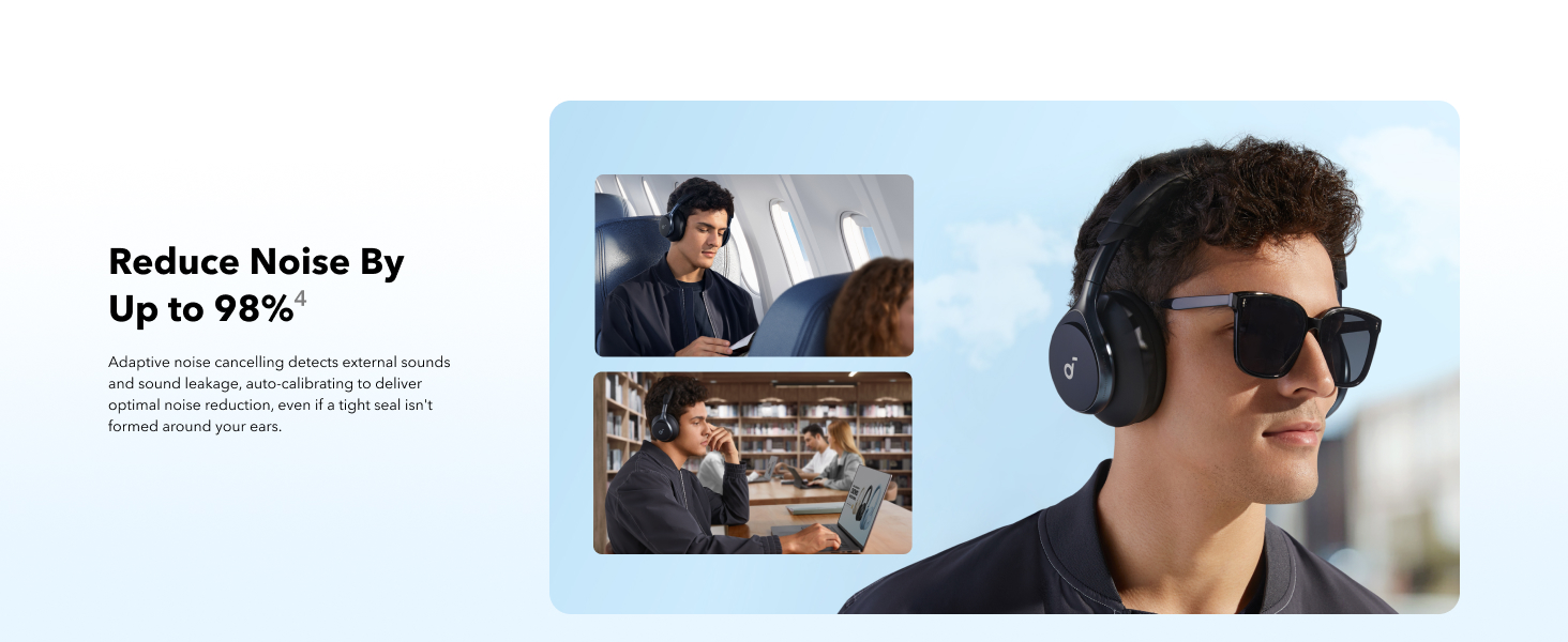 Soundcore by Anker, Space One, Casque avec Réduction Active du Bruit, Réduction de Voix 2X Plus Puissante, 40H d'Autonomie ANC, Contrôle par App, Hi-Res LDAC, Confort Optimal, Appels Clairs, Bluetooth 5.3