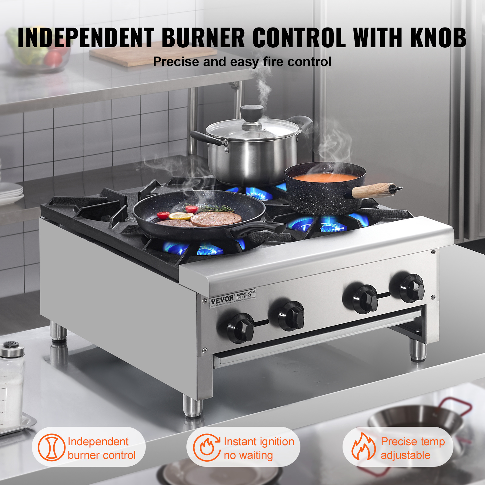   commercial gas range stove 1 4 burners countertop cooking hot plate kitchen