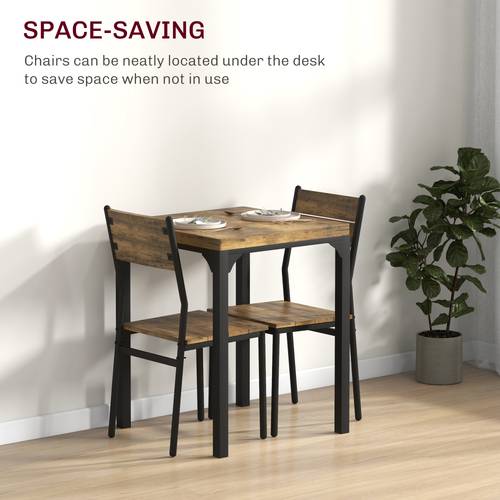 dining table set for 2 3 piece space saving kitchen table and chairs with metal legs dining set for small spaces rustic brown
