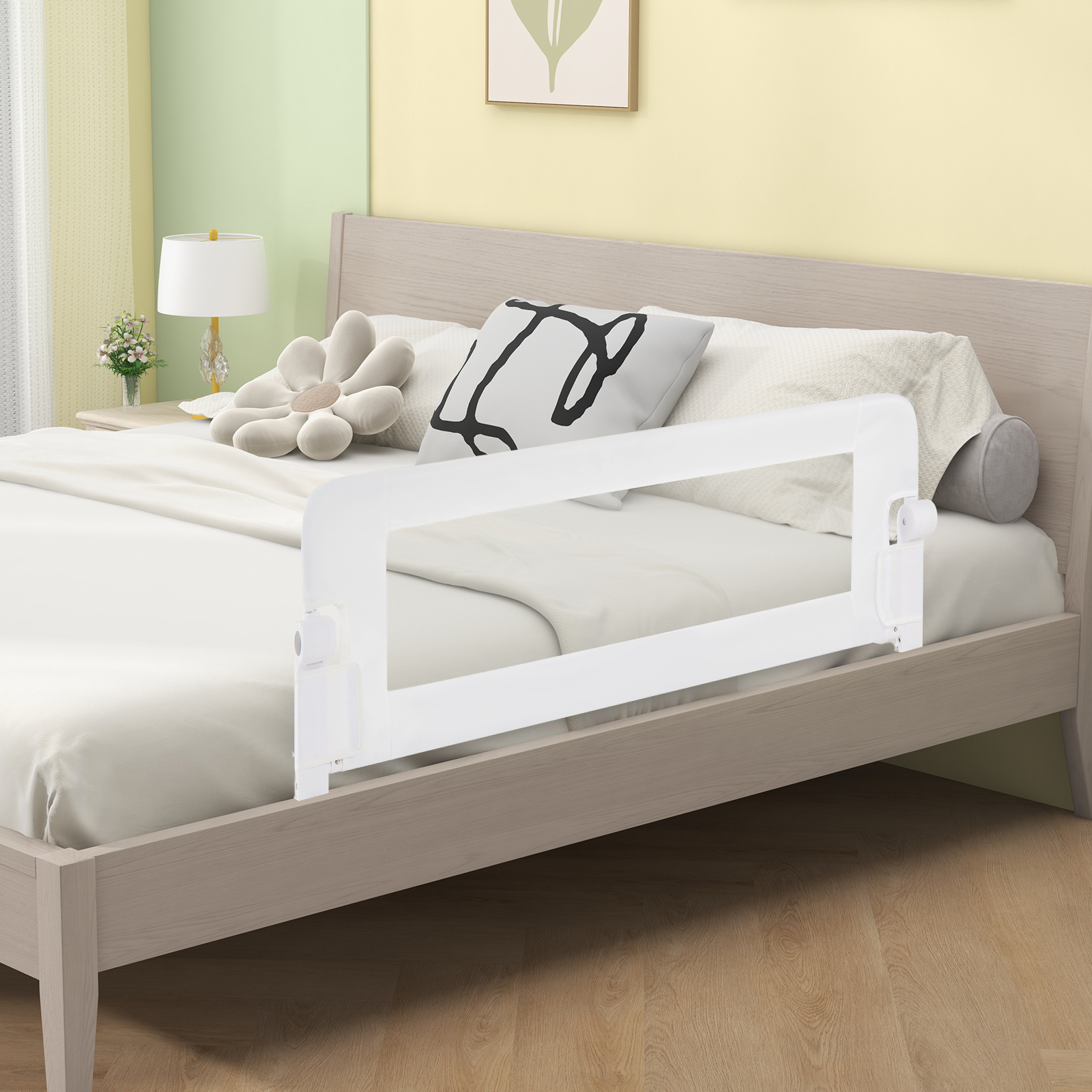TEMU COSTWAY 42" Rail De Lit Pliable Pour Tout-petits Avec Sangle De Sécurité Réglable