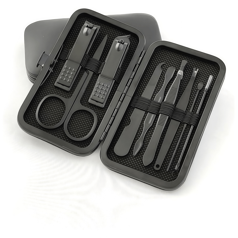 10pcs set black nail clippers kit   sturdy fingernail cutters professional nail clippers pedicure care tools toenail clipper cutters for nail trimmer