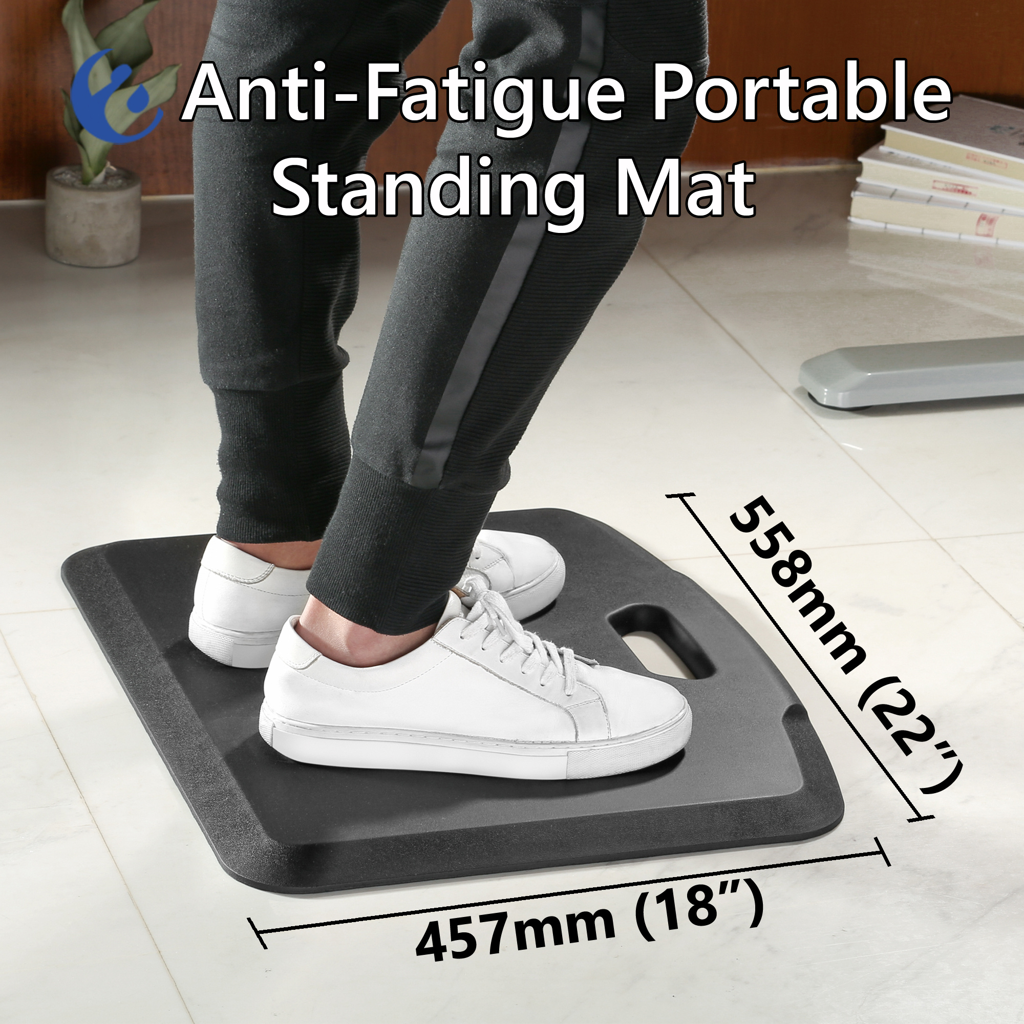 TEMU Tapis Ergonomique Anti-Fatigue Portable 22X18 - Durable, Facile à Nettoyer pour Bureaux à Domicile, de Travail ou Postes de Travail à Domicile -