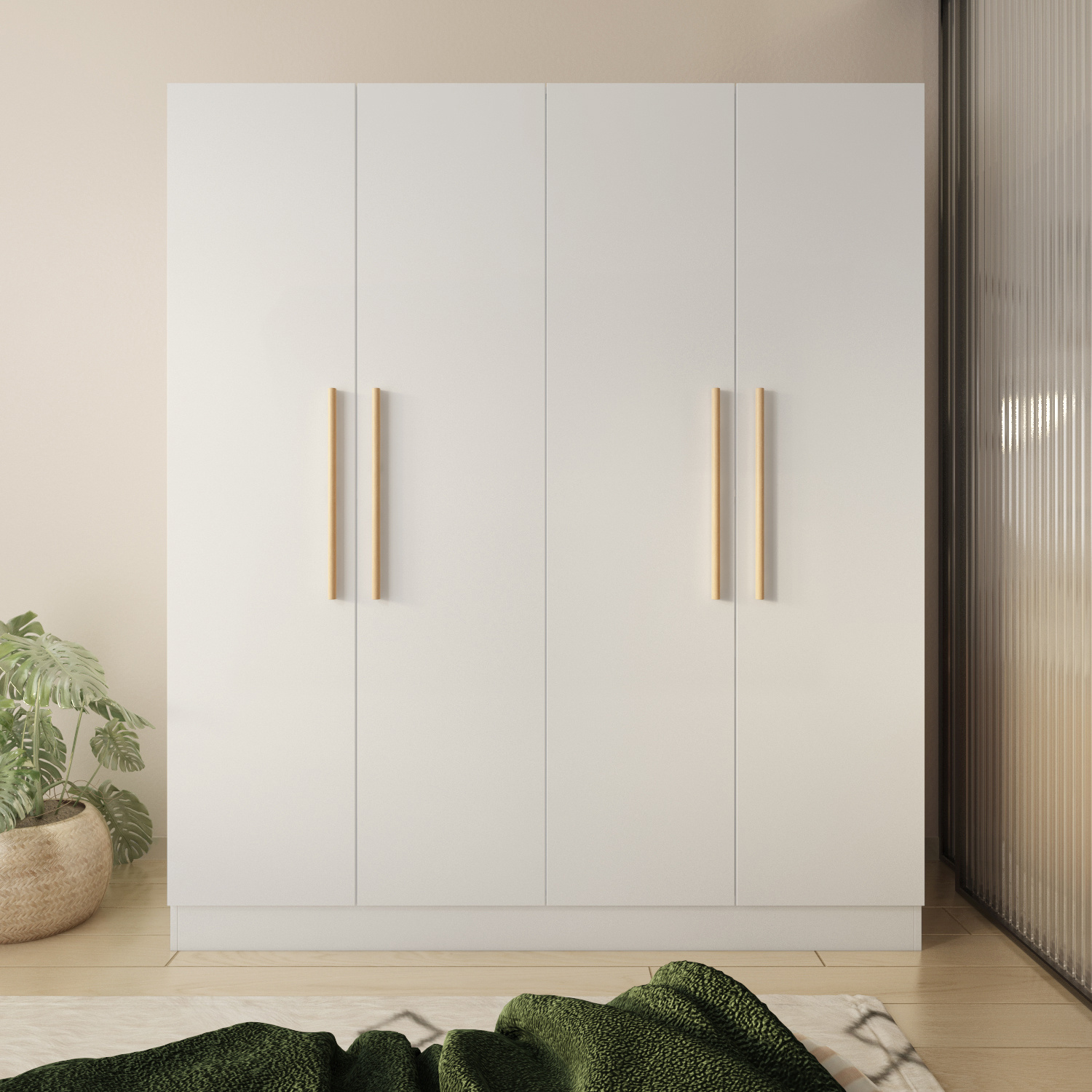 TEMU Large Capacity Wardrobe Closet With , Wardrobe Cabinet With Storage Shelves & Hanging Rod For Bedroom, White