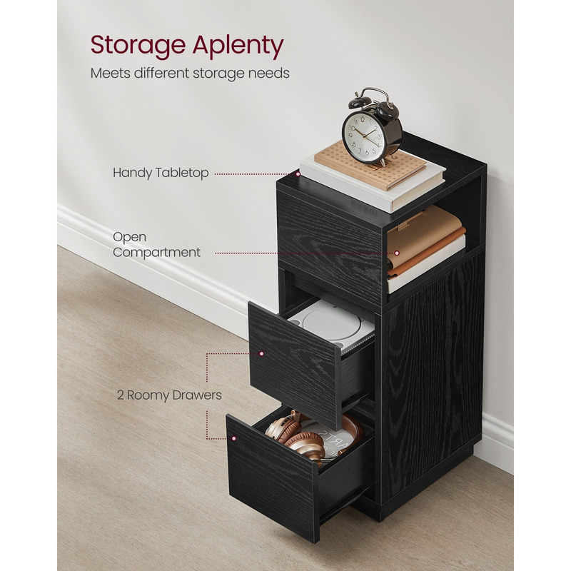 TEMU Petits tables de chevet, ensemble de 2, tables d'appoint étroites avec 2 tiroirs, compartiment ouvert monté à gauche ou à droite, pour chambre à