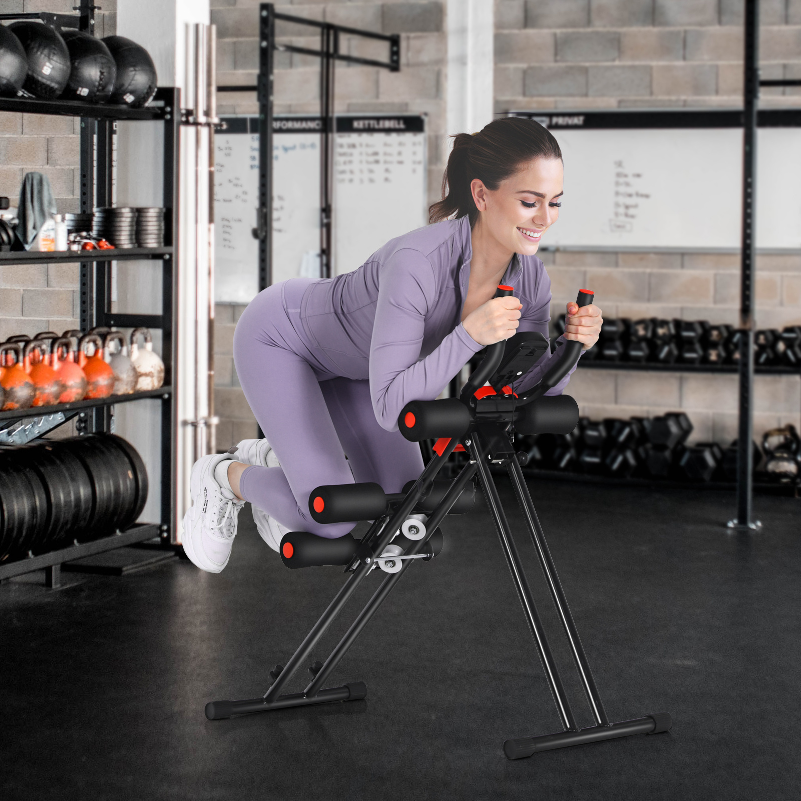 TEMU Giantex Foldable Core & Abdominal Trainer, Indoor Ab Workout Machine W/ 3 Adjustable Resistance & Lcd Display, Whole Body Home Gym Strength