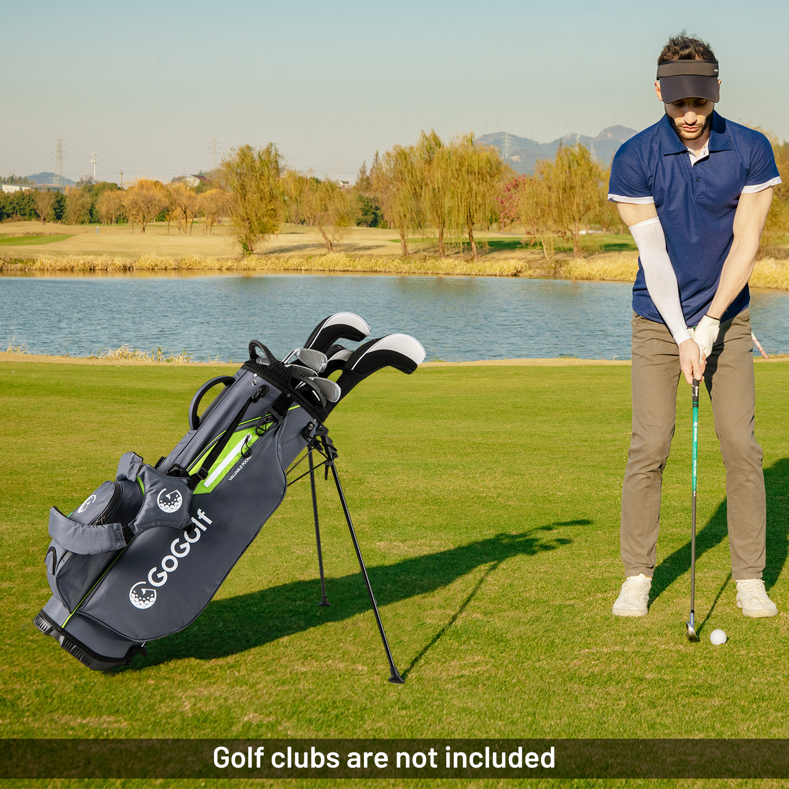 TEMU Sac de golf sur pied GIANTEX, sac de golf sur pied à 8 voies avec 5 poches, capuche de pluie, sac de clubs de golf léger et portable avec double