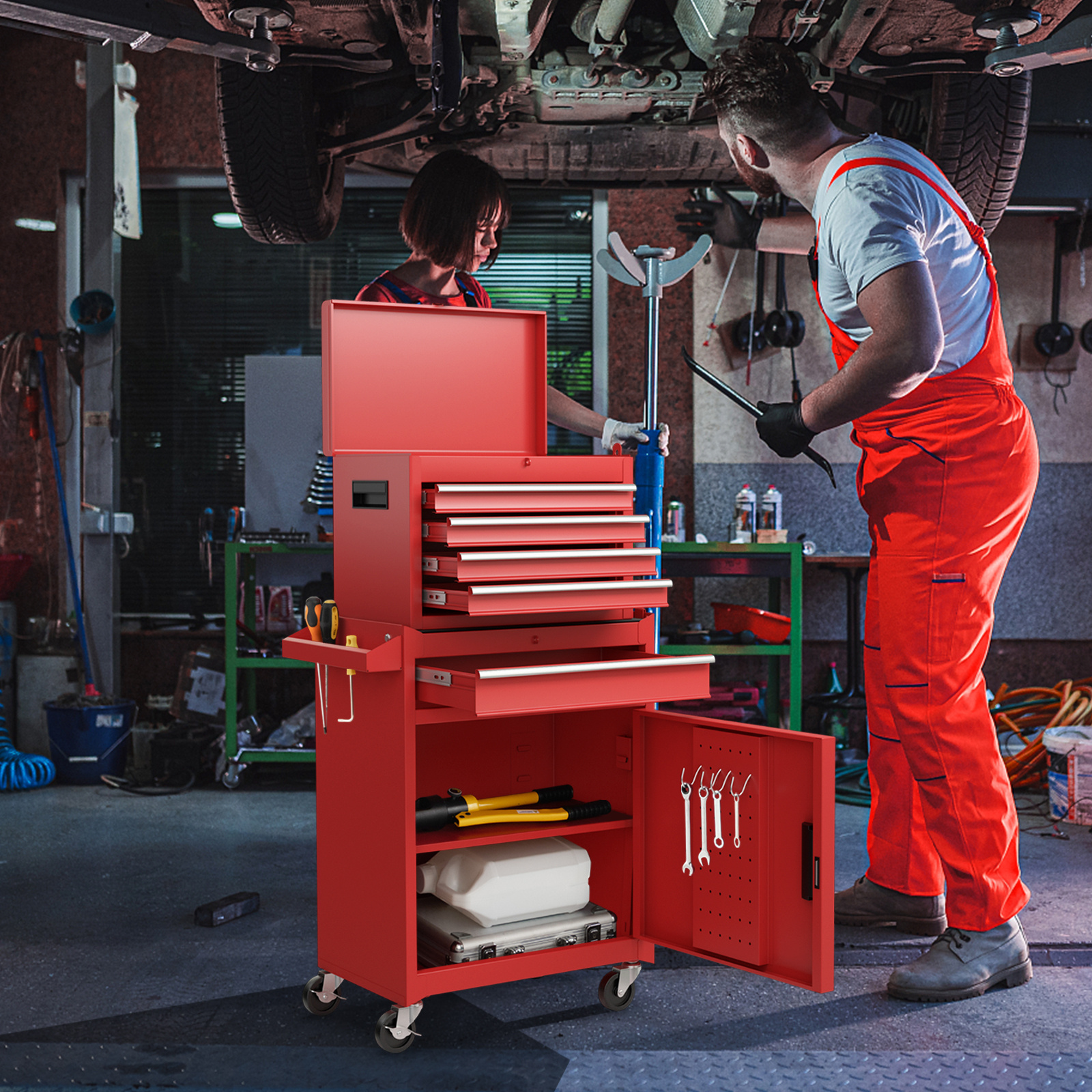 TEMU COFFRET À OUTILS ROLLING COSTWAY AVEC 5 TIROIRS, ORGANISATEUR DE BOÎTE À OUTILS HAUTE CAPACITÉ AVEC ÉTAGÈRE RÉGLABLE, DE RANGEMENT DÉTACHABLE
