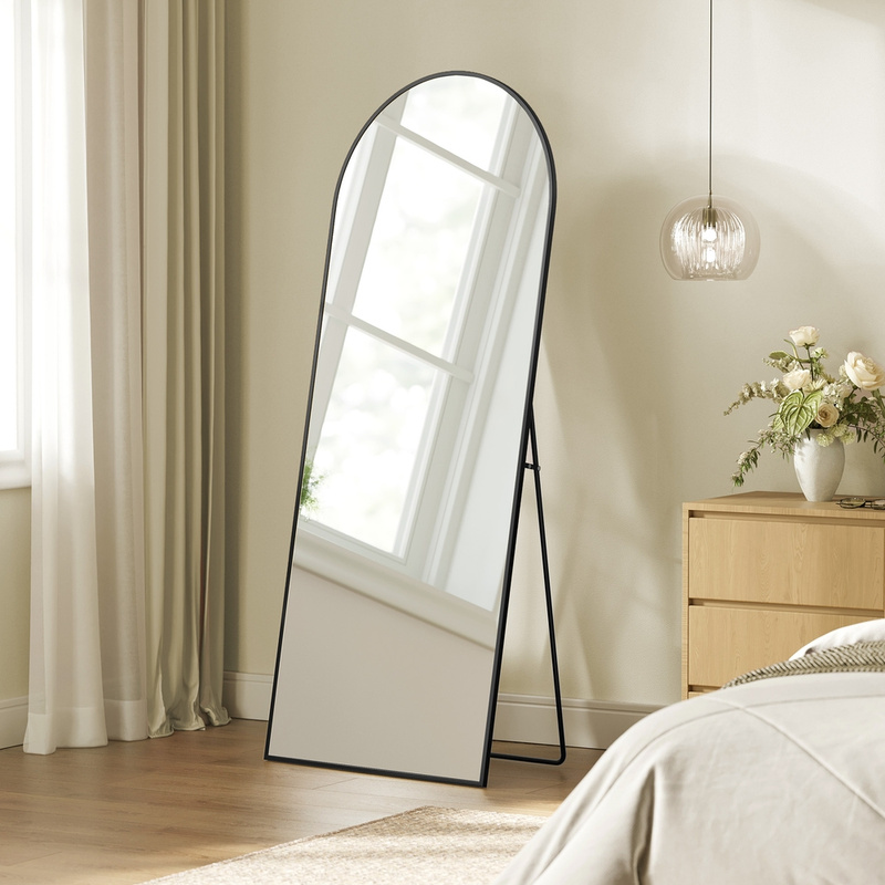 TEMU sur pied , 65 ,6 pouces, de sol avec cadre en aluminium, verre trempé, pour chambre à coucher, noir